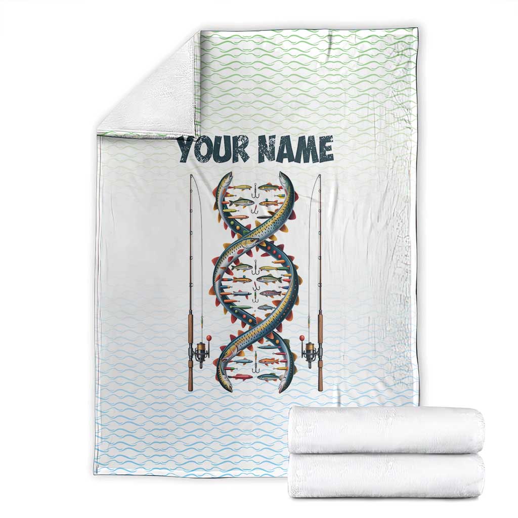 Fishing DNA Blanket Colorful Fish Illustrations on White Scale For Fisherman - Wonder Print Shop