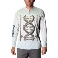 Fishing DNA Button Sweatshirt Colorful Fish Illustrations on White Scale For Fisherman - Wonder Print Shop