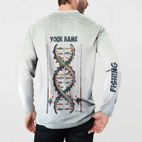 Fishing DNA Button Sweatshirt Colorful Fish Illustrations on White Scale For Fisherman - Wonder Print Shop