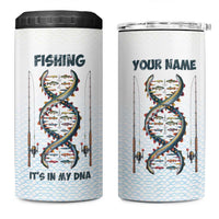 Fishing DNA 4 in 1 Can Cooler Tumbler Colorful Fish Illustrations on White Scale For Fisherman - Wonder Print Shop