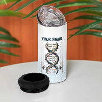 Fishing DNA 4 in 1 Can Cooler Tumbler Colorful Fish Illustrations on White Scale For Fisherman - Wonder Print Shop