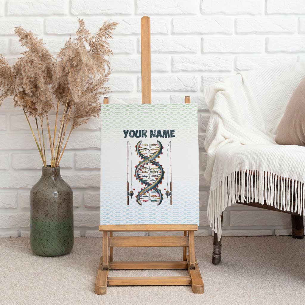 Fishing DNA Canvas Wall Art Colorful Fish Illustrations on White Scale For Fisherman - Wonder Print Shop
