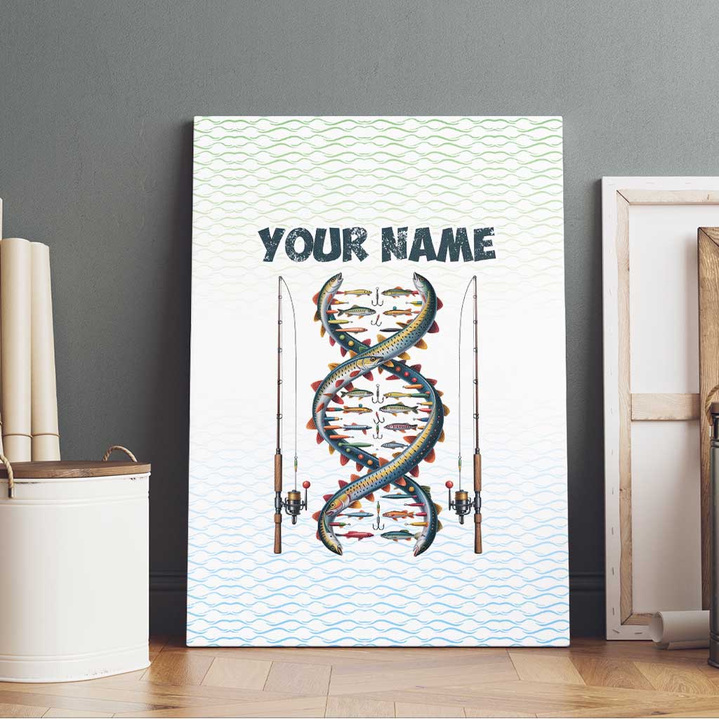 Fishing DNA Canvas Wall Art Colorful Fish Illustrations on White Scale For Fisherman - Wonder Print Shop