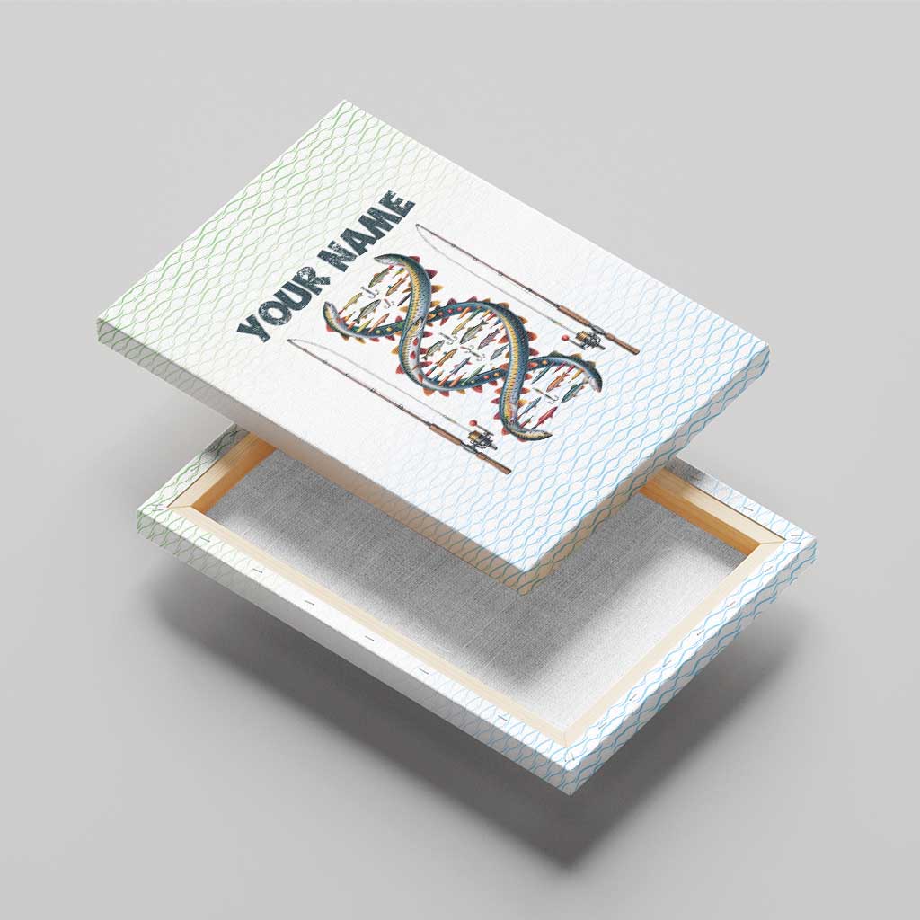 Fishing DNA Canvas Wall Art Colorful Fish Illustrations on White Scale For Fisherman - Wonder Print Shop