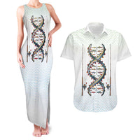 Fishing DNA Couples Matching Tank Maxi Dress and Hawaiian Shirt Colorful Fish Illustrations on White Scale For Fisherman - Wonder Print Shop