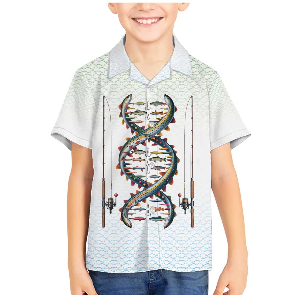 Fishing DNA Family Matching Mermaid Dress and Hawaiian Shirt Colorful Fish Illustrations on White Scale For Fisherman - Wonder Print Shop