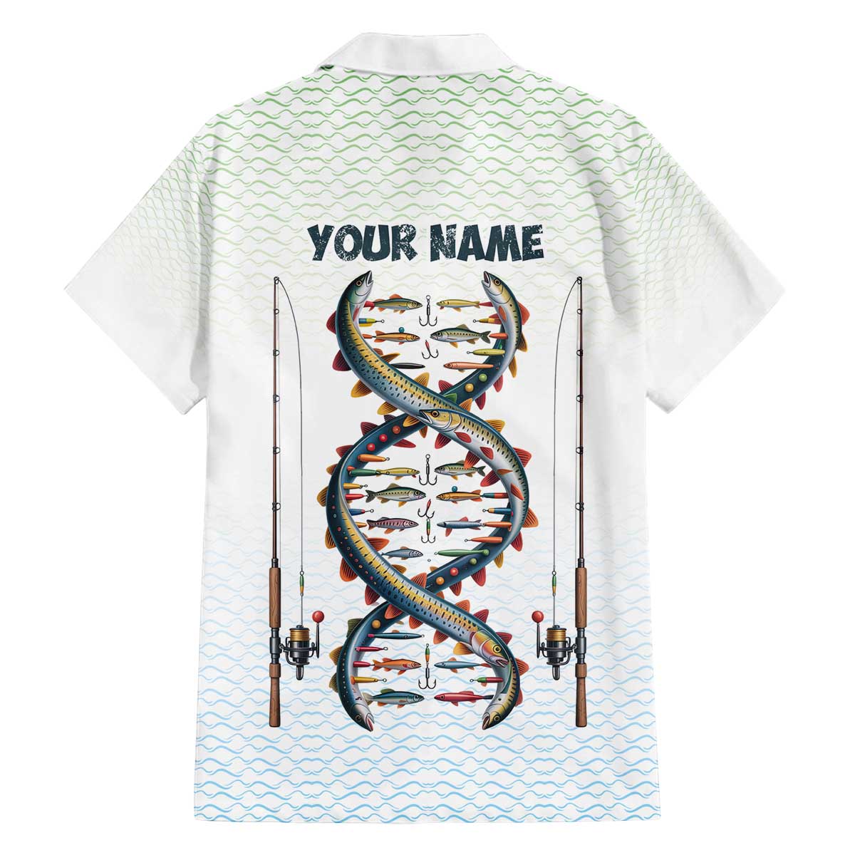 Fishing DNA Family Matching Off The Shoulder Long Sleeve Dress and Hawaiian Shirt Colorful Fish Illustrations on White Scale For Fisherman - Wonder Print Shop