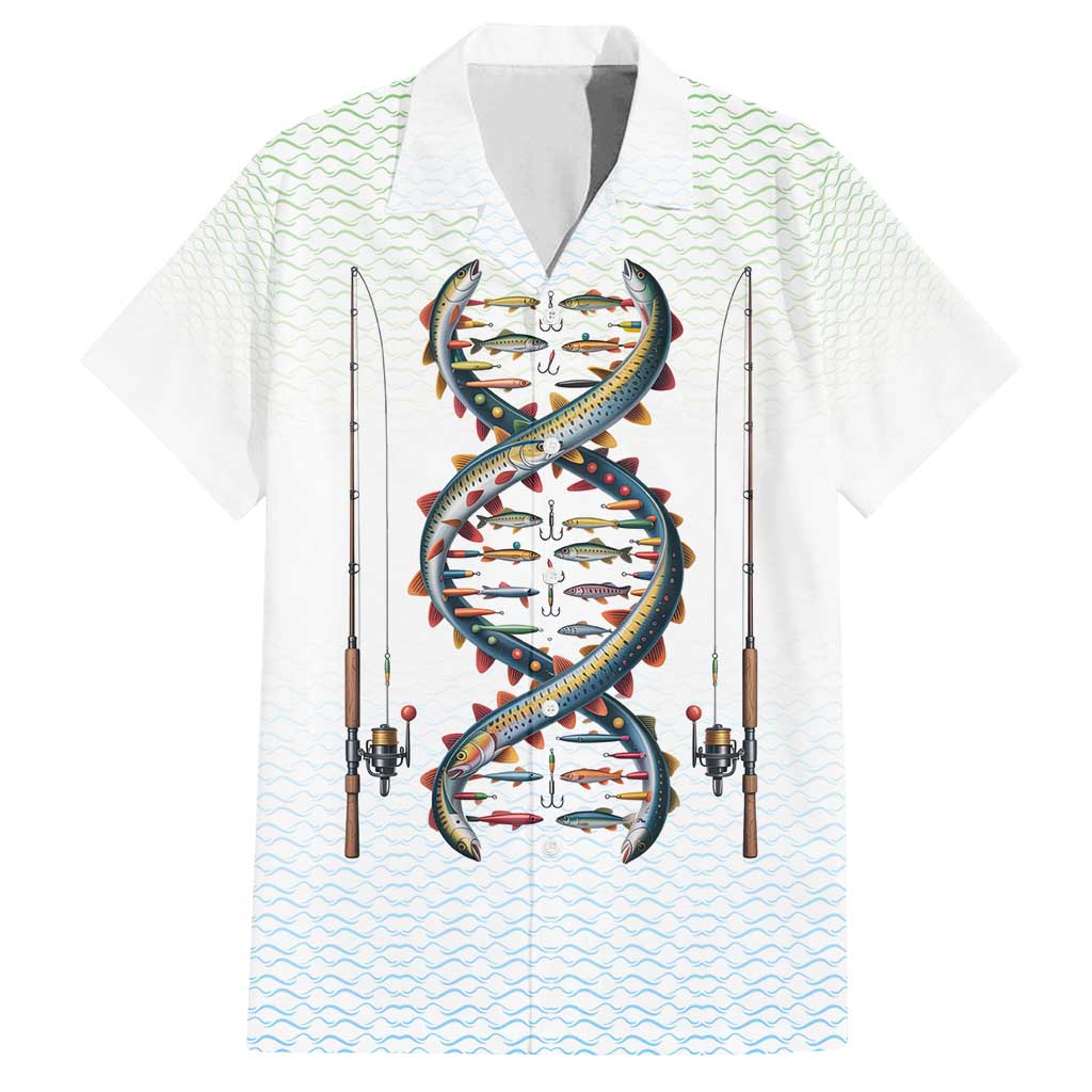 Fishing DNA Family Matching Off Shoulder Maxi Dress and Hawaiian Shirt Colorful Fish Illustrations on White Scale For Fisherman - Wonder Print Shop