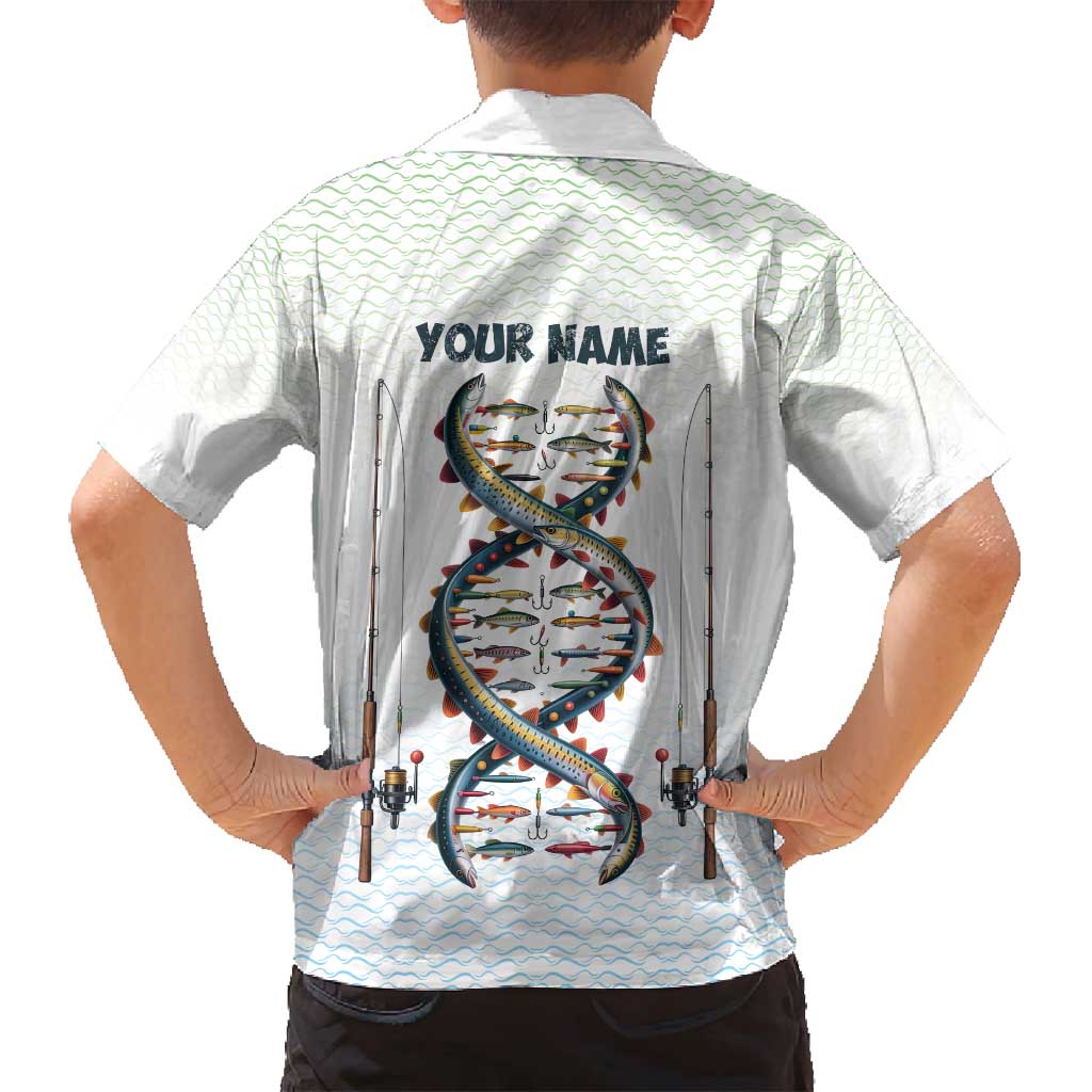 Fishing DNA Family Matching Puletasi and Hawaiian Shirt Colorful Fish Illustrations on White Scale For Fisherman - Wonder Print Shop