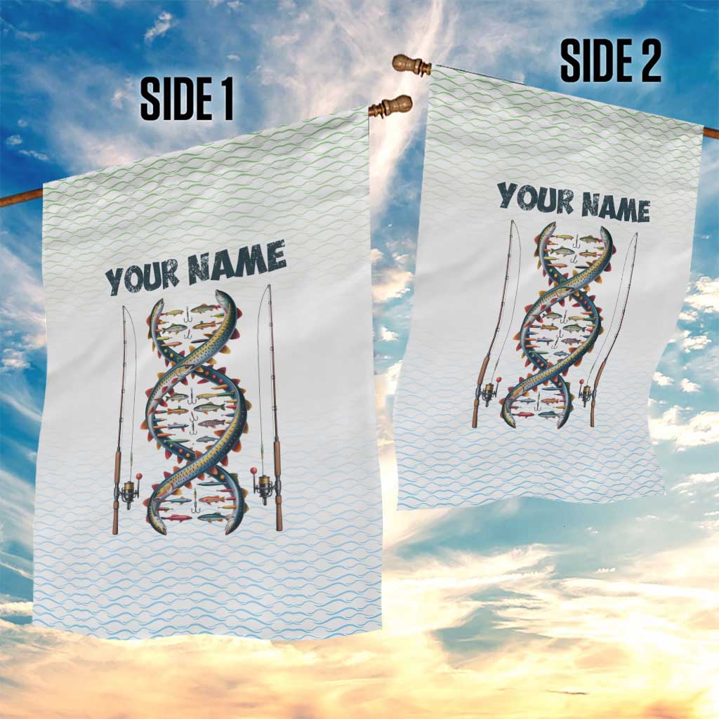 Fishing DNA Garden Flag Colorful Fish Illustrations on White Scale For Fisherman - Wonder Print Shop