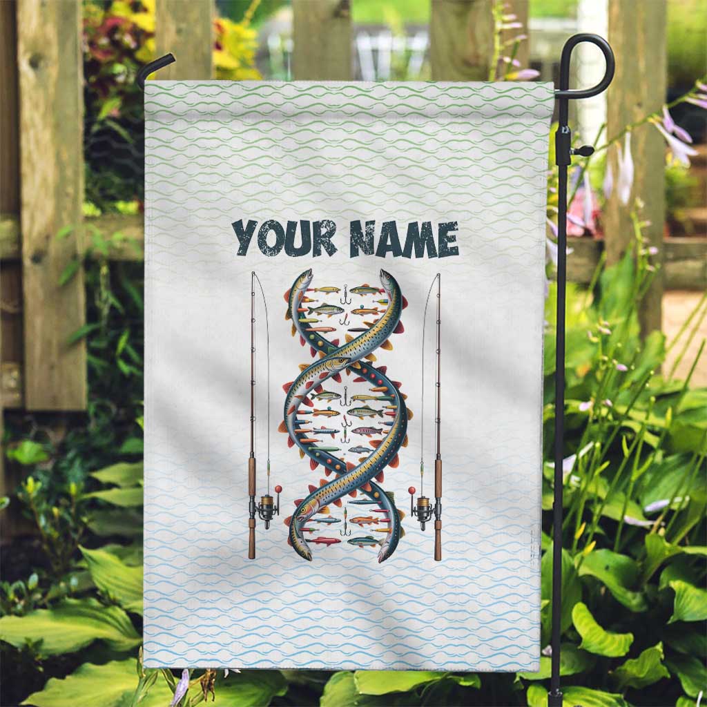Fishing DNA Garden Flag Colorful Fish Illustrations on White Scale For Fisherman - Wonder Print Shop