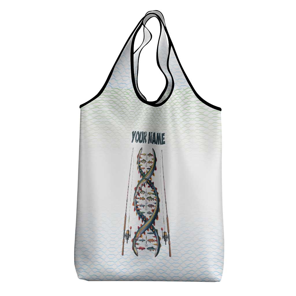 Fishing DNA Grocery Bag Colorful Fish Illustrations on White Scale For Fisherman - Wonder Print Shop