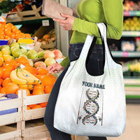 Fishing DNA Grocery Bag Colorful Fish Illustrations on White Scale For Fisherman - Wonder Print Shop