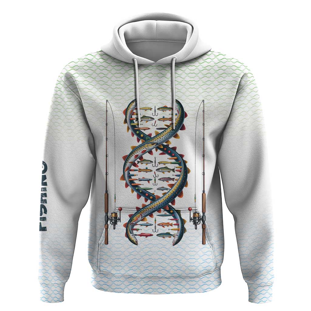 Fishing DNA Hoodie Colorful Fish Illustrations on White Scale For Fisherman - Wonder Print Shop
