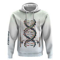 Fishing DNA Hoodie Colorful Fish Illustrations on White Scale For Fisherman - Wonder Print Shop