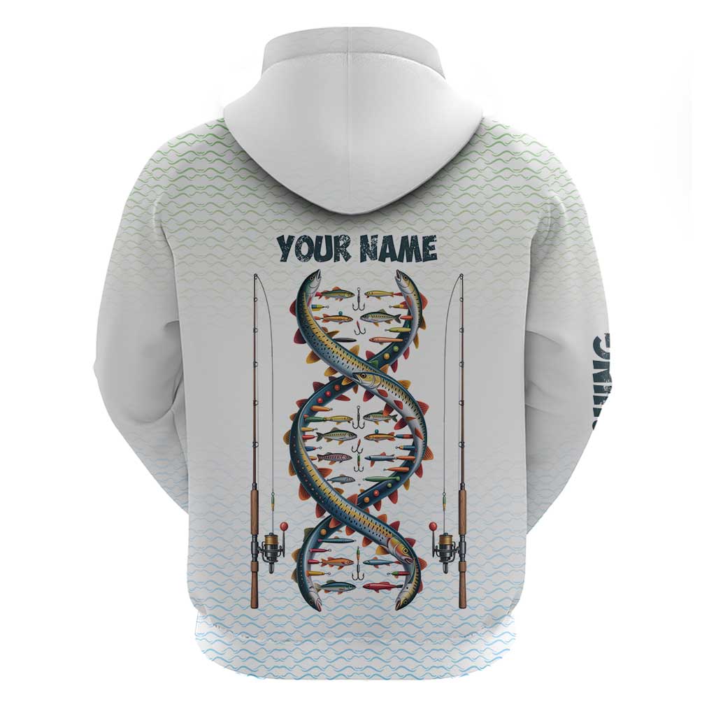 Fishing DNA Hoodie Colorful Fish Illustrations on White Scale For Fisherman - Wonder Print Shop