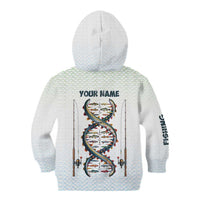 Fishing DNA Kid Hoodie Colorful Fish Illustrations on White Scale For Fisherman - Wonder Print Shop