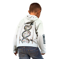 Fishing DNA Kid Hoodie Colorful Fish Illustrations on White Scale For Fisherman - Wonder Print Shop