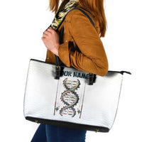 Fishing DNA Leather Tote Bag Colorful Fish Illustrations on White Scale For Fisherman - Wonder Print Shop