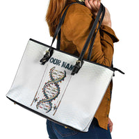 Fishing DNA Leather Tote Bag Colorful Fish Illustrations on White Scale For Fisherman - Wonder Print Shop