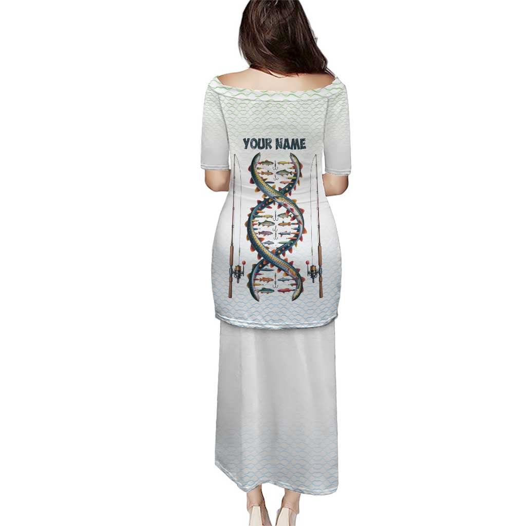 Fishing DNA Puletasi Colorful Fish Illustrations on White Scale For Fisherman - Wonder Print Shop