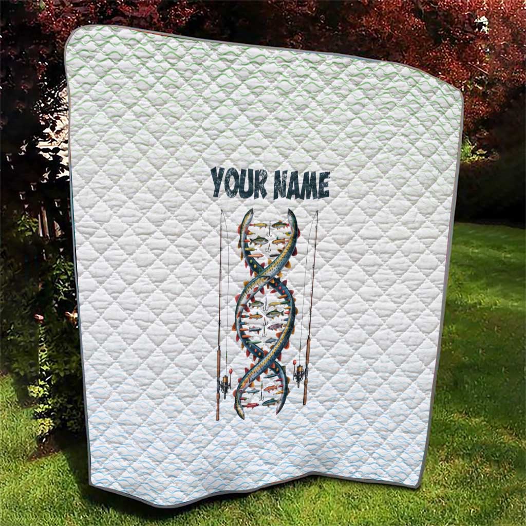 Fishing DNA Quilt Colorful Fish Illustrations on White Scale For Fisherman - Wonder Print Shop
