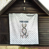 Fishing DNA Quilt Colorful Fish Illustrations on White Scale For Fisherman - Wonder Print Shop