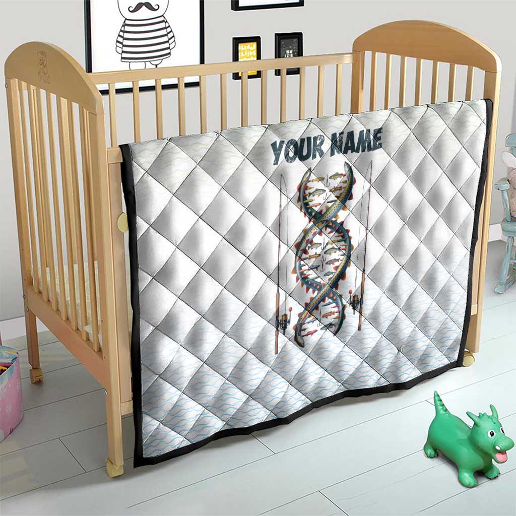 Fishing DNA Quilt Colorful Fish Illustrations on White Scale For Fisherman - Wonder Print Shop