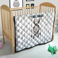 Fishing DNA Quilt Colorful Fish Illustrations on White Scale For Fisherman - Wonder Print Shop