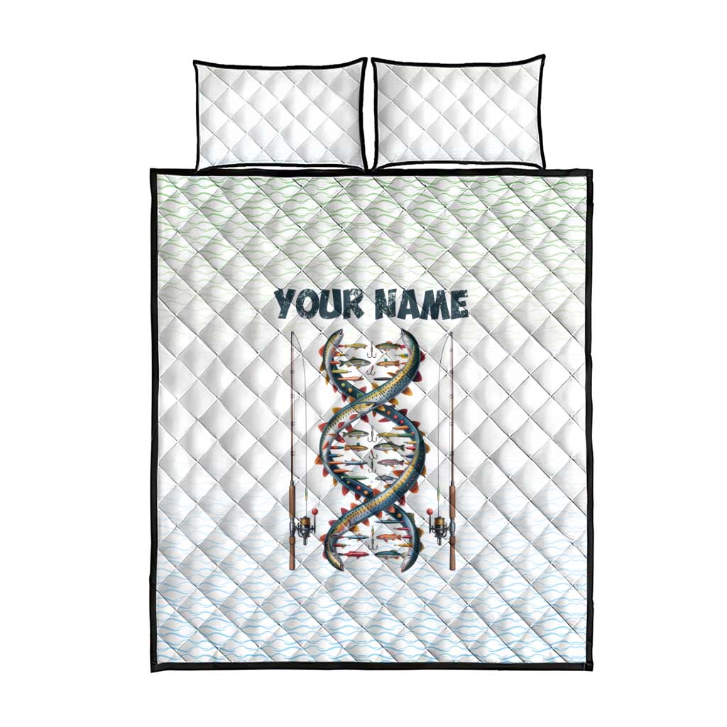 Fishing DNA Quilt Bed Set Colorful Fish Illustrations on White Scale For Fisherman - Wonder Print Shop
