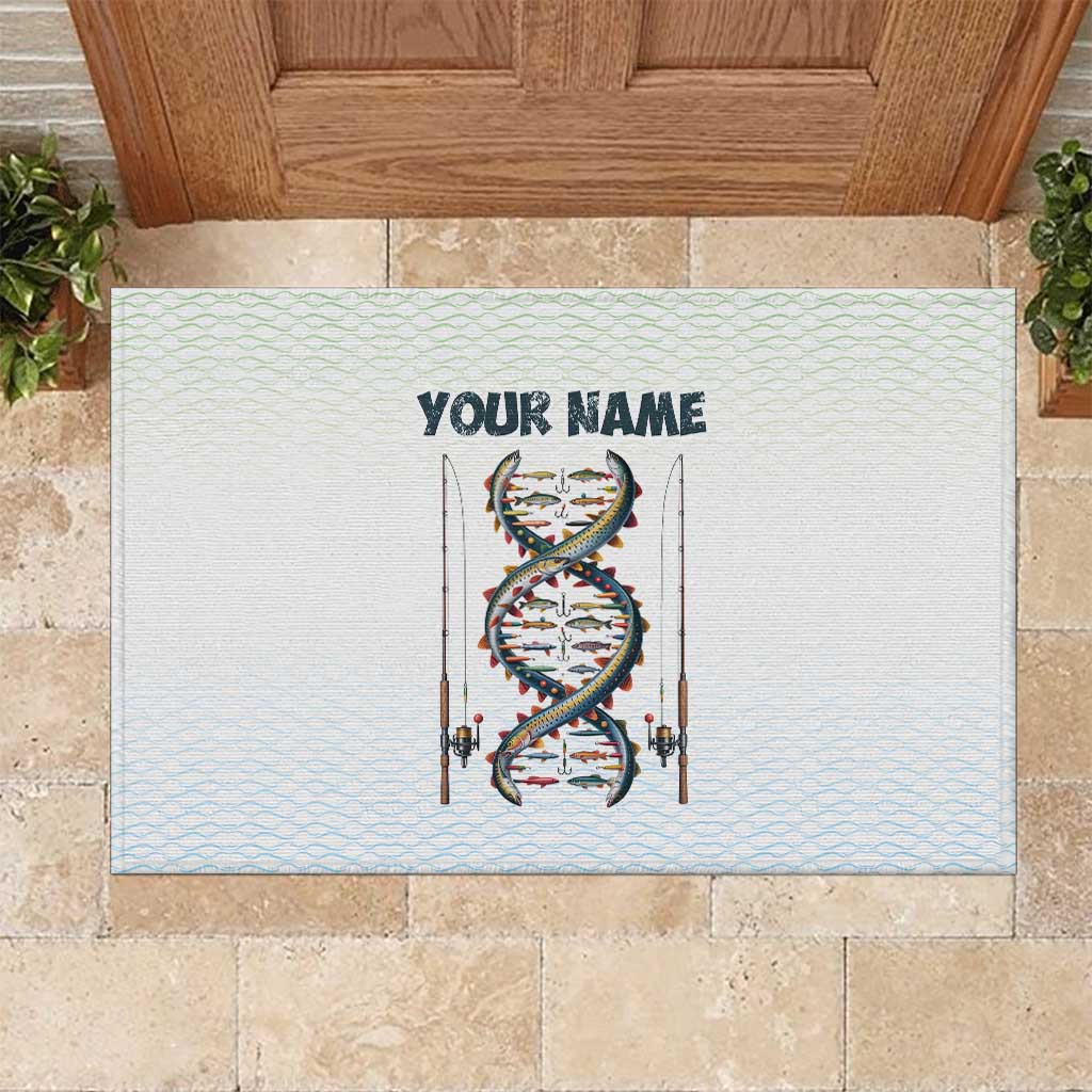 Fishing DNA Rubber Doormat Colorful Fish Illustrations on White Scale For Fisherman - Wonder Print Shop