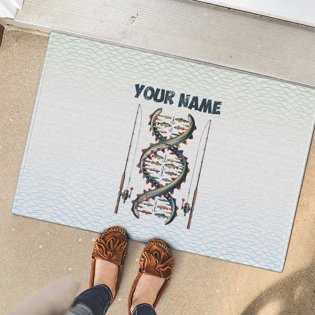 Fishing DNA Rubber Doormat Colorful Fish Illustrations on White Scale For Fisherman - Wonder Print Shop