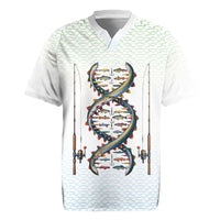 Fishing DNA Rugby Jersey Colorful Fish Illustrations on White Scale For Fisherman - Wonder Print Shop