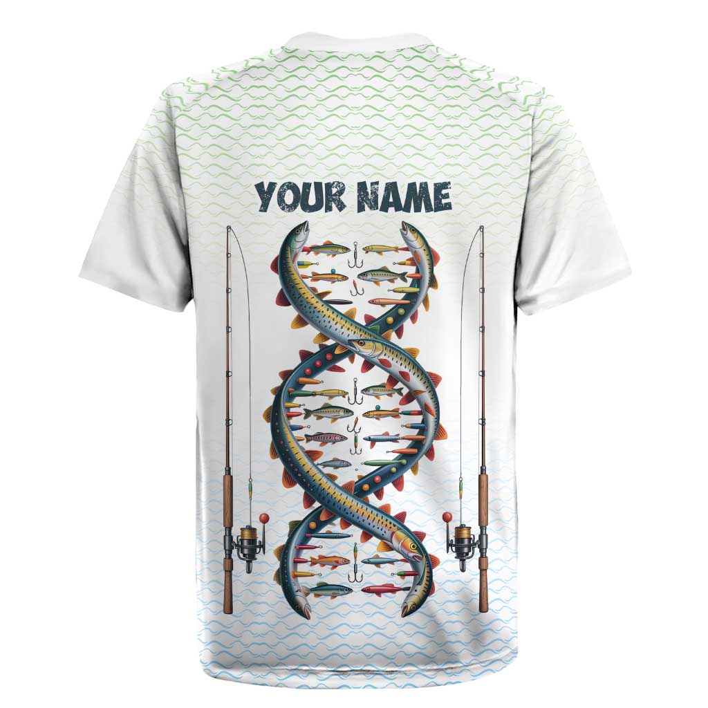 Fishing DNA Rugby Jersey Colorful Fish Illustrations on White Scale For Fisherman - Wonder Print Shop