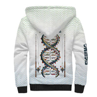 Fishing DNA Sherpa Hoodie Colorful Fish Illustrations on White Scale For Fisherman - Wonder Print Shop