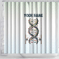 Fishing DNA Shower Curtain Colorful Fish Illustrations on White Scale For Fisherman - Wonder Print Shop