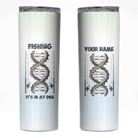 Fishing DNA Skinny Tumbler Colorful Fish Illustrations on White Scale For Fisherman - Wonder Print Shop
