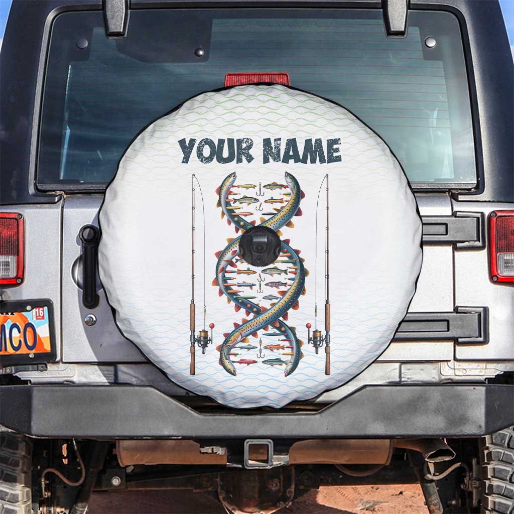 Fishing DNA Spare Tire Cover Colorful Fish Illustrations on White Scale For Fisherman - Wonder Print Shop