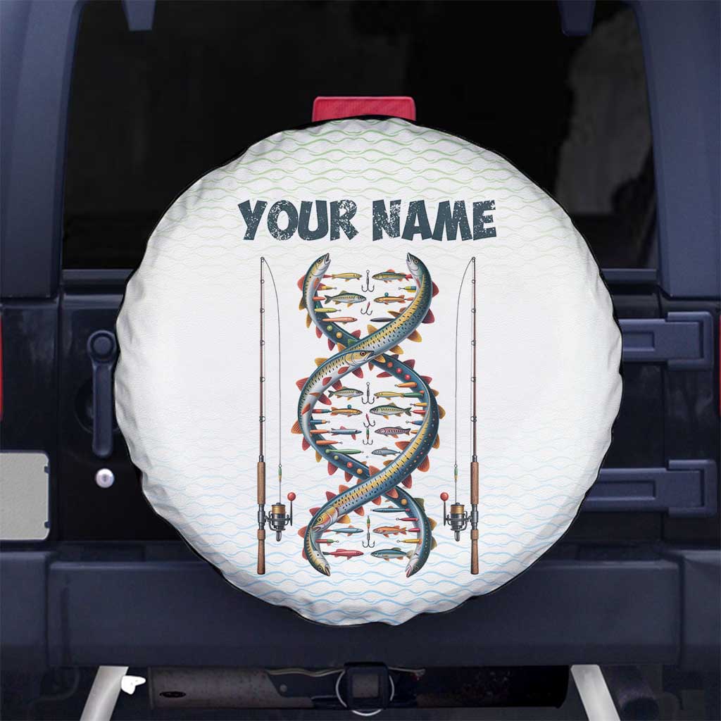 Fishing DNA Spare Tire Cover Colorful Fish Illustrations on White Scale For Fisherman - Wonder Print Shop