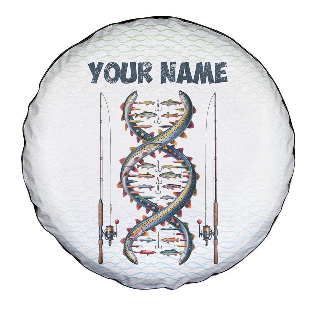 Fishing DNA Spare Tire Cover Colorful Fish Illustrations on White Scale For Fisherman - Wonder Print Shop
