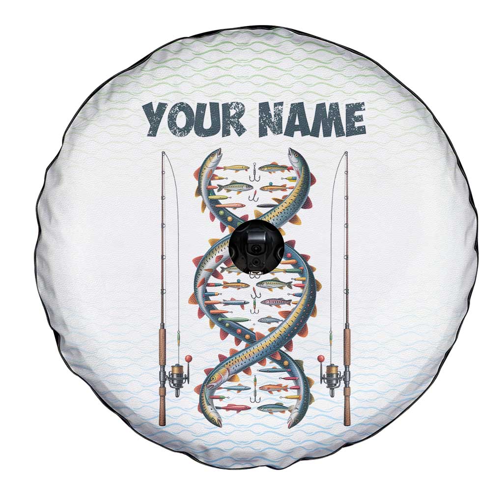 Fishing DNA Spare Tire Cover Colorful Fish Illustrations on White Scale For Fisherman - Wonder Print Shop