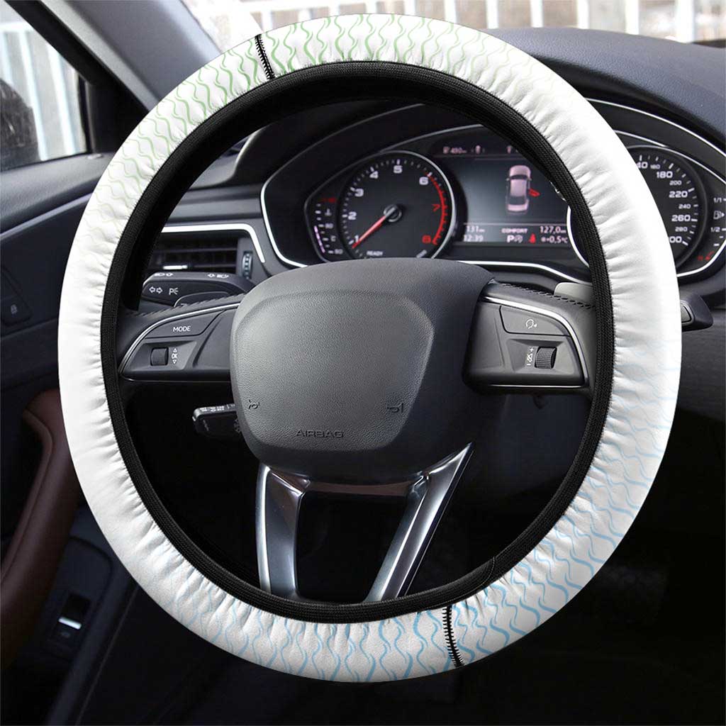 Fishing DNA Steering Wheel Cover Colorful Fish Illustrations on White Scale For Fisherman - Wonder Print Shop