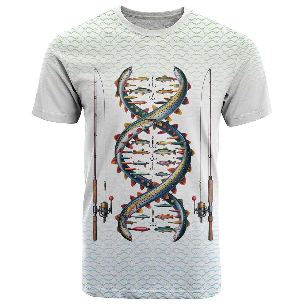 Fishing DNA T Shirt Colorful Fish Illustrations on White Scale For Fisherman - Wonder Print Shop