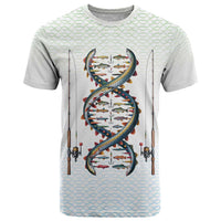 Fishing DNA T Shirt Colorful Fish Illustrations on White Scale For Fisherman - Wonder Print Shop