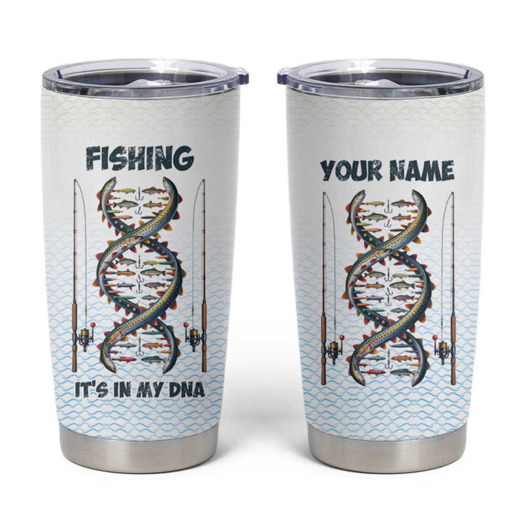 Fishing DNA Tumbler Cup Colorful Fish Illustrations on White Scale For Fisherman - Wonder Print Shop