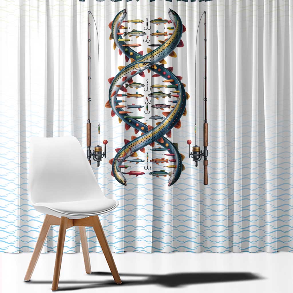 Fishing DNA Window Curtain Colorful Fish Illustrations on White Scale For Fisherman - Wonder Print Shop
