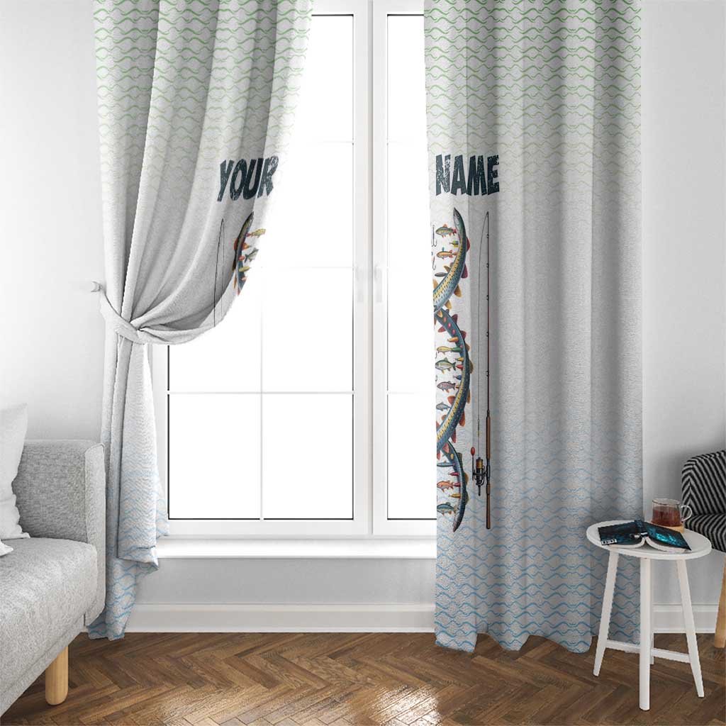 Fishing DNA Window Curtain Colorful Fish Illustrations on White Scale For Fisherman - Wonder Print Shop