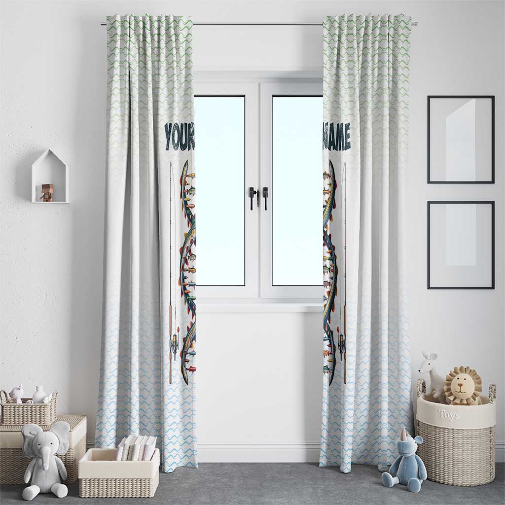 Fishing DNA Window Curtain Colorful Fish Illustrations on White Scale For Fisherman - Wonder Print Shop