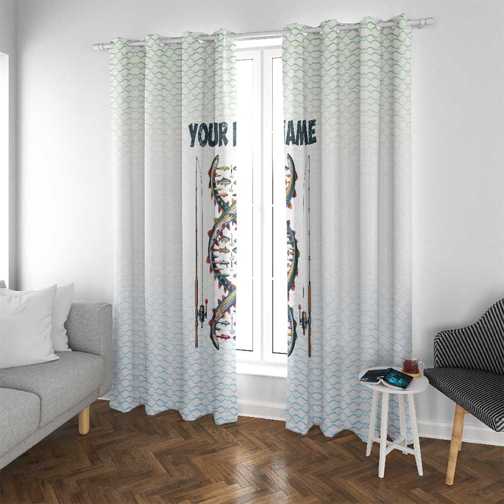 Fishing DNA Window Curtain Colorful Fish Illustrations on White Scale For Fisherman - Wonder Print Shop