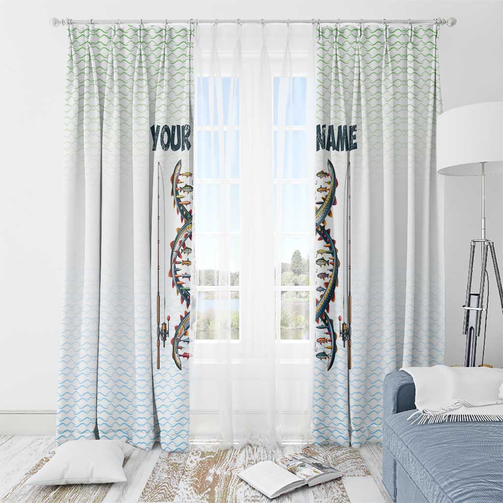 Fishing DNA Window Curtain Colorful Fish Illustrations on White Scale For Fisherman - Wonder Print Shop